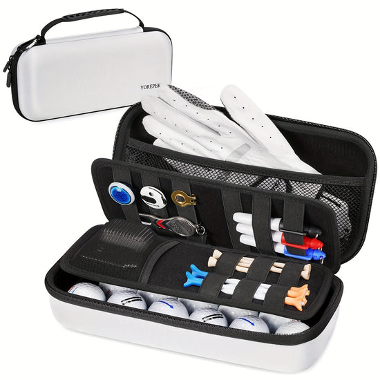 Golf Glove Holder with Removable Golf Glove Shaper golf accessories for men golf accessories Protective Hard Shell Golf Accessories Case Bag with 2 Dividers Fits Balls Tees Markers Golf Essentials Golf Gifts for Men Bag Only